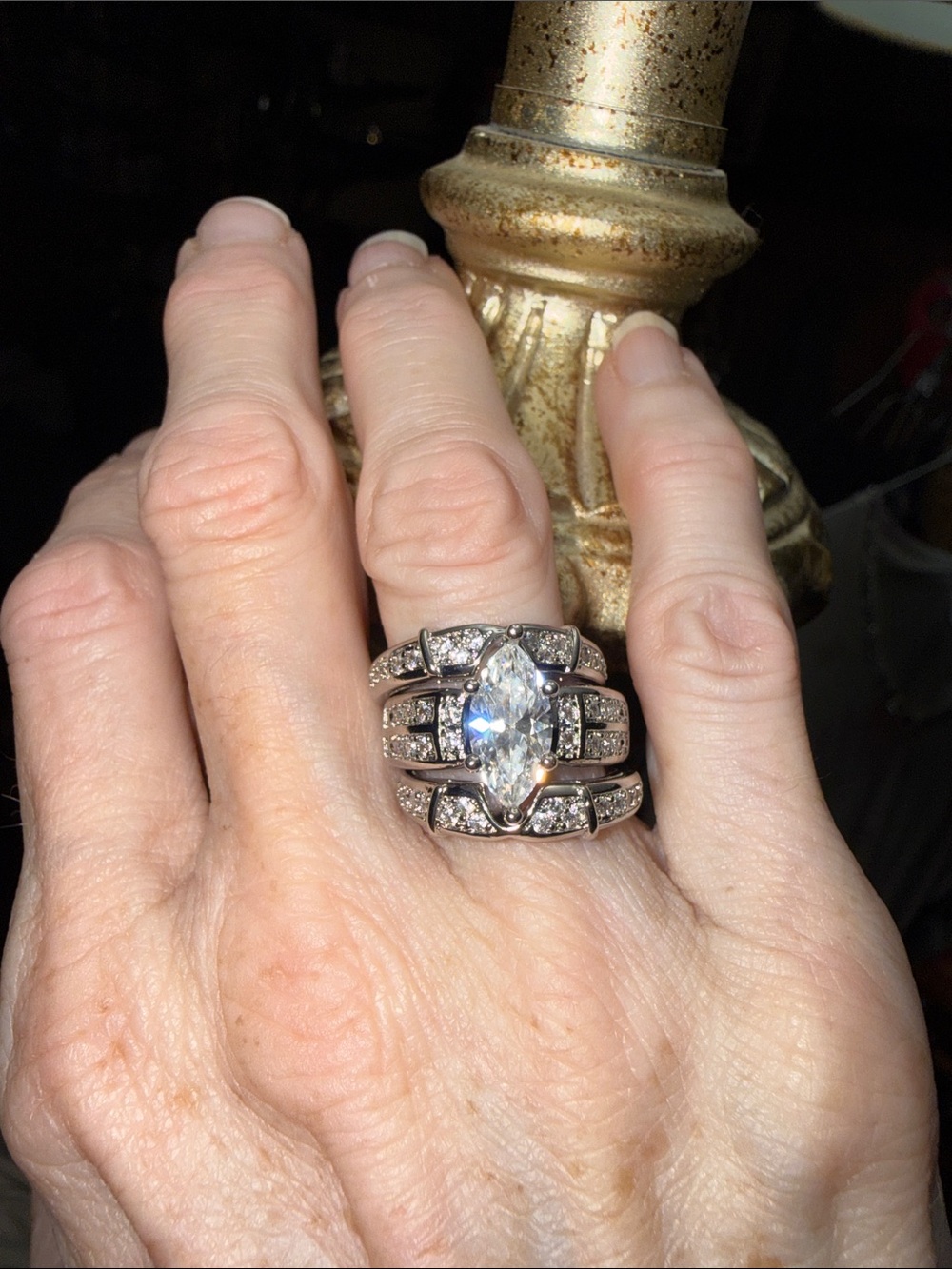 GRA CERTIFIED MOISSANITE DIAMOND Marquise 4CT Bridal Ring baked in Silver - Picture 5 of 16